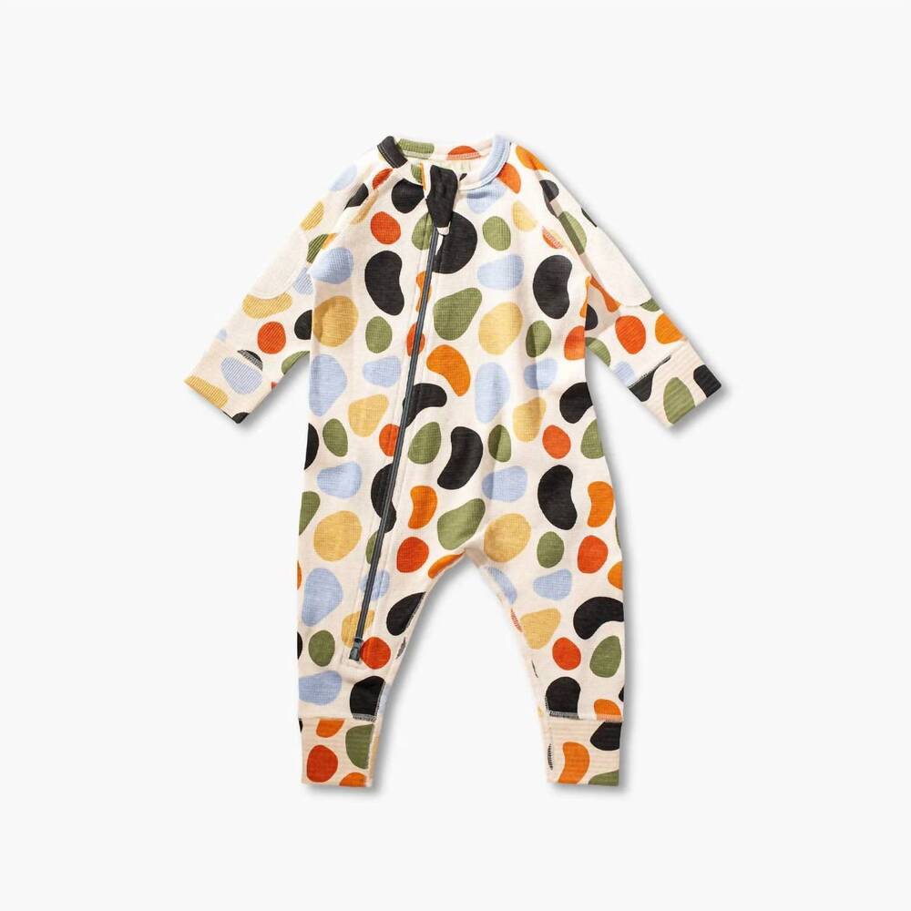 NEW SAPLING ORGANIC kid's pebbles waffle romper in multi